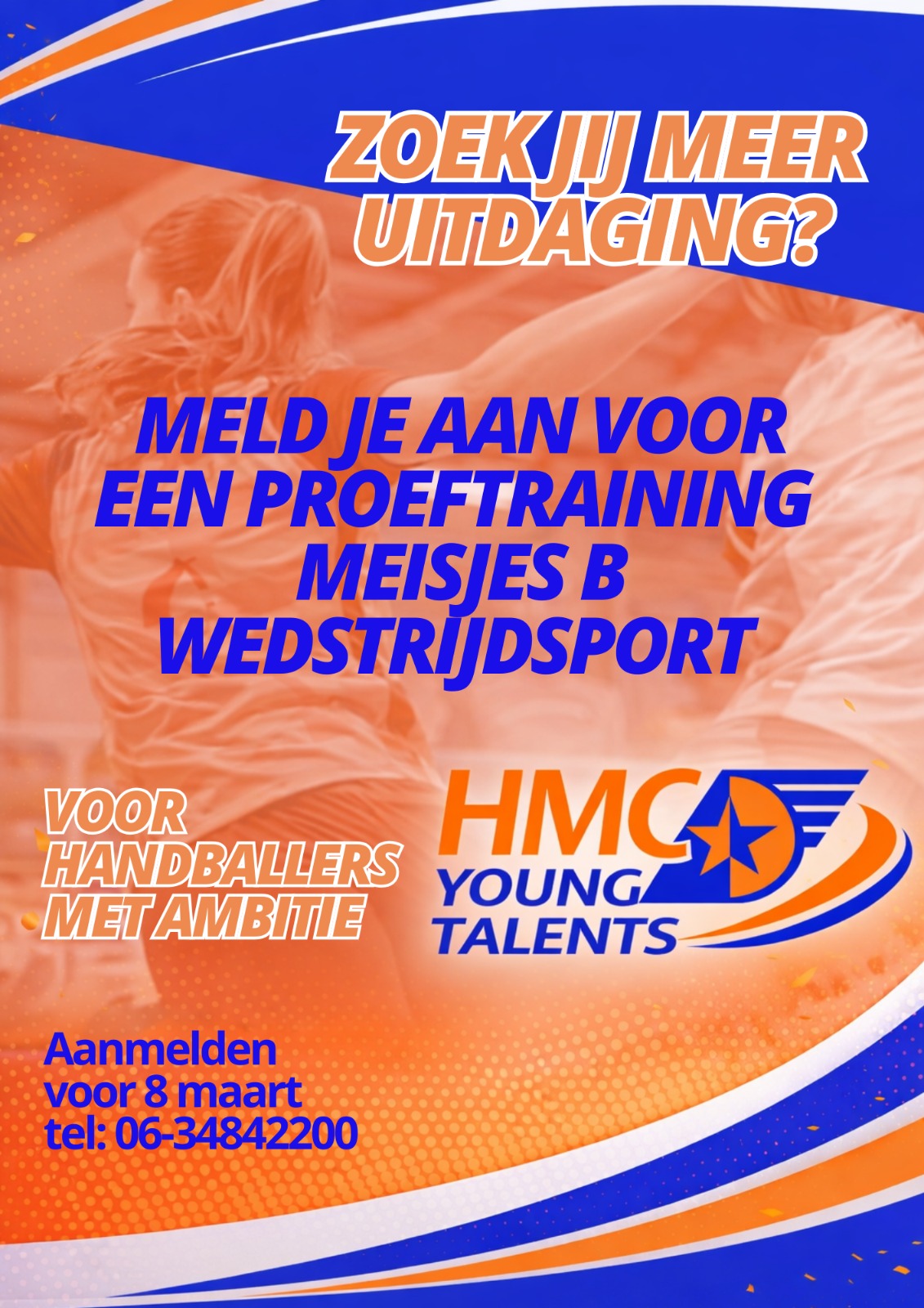 Meld je nu aan voor een proeftraining meisjes B-wedstrijdsport bij HMC!
